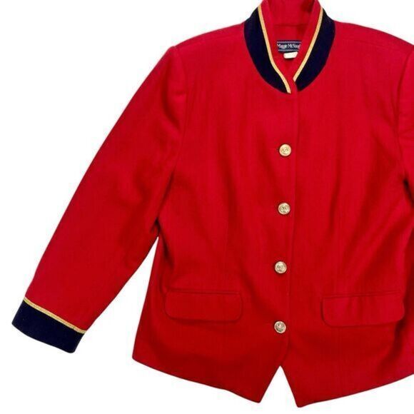 Maggie McNaughton Wool Blazer Size 16W Red Y2K Holiday Festive Christmas Jacket - Picture 3 of 16